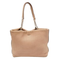 DKNY Tote a catena in pelle trapuntata beige