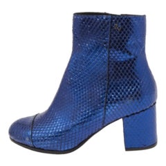 Zadig & Voltaire Botines de tacón alto de piel con relieve de pitón azul talla 36