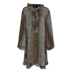 D&G Braunes bedrucktes Baumwoll-Shiftkleid mit Tiermuster M