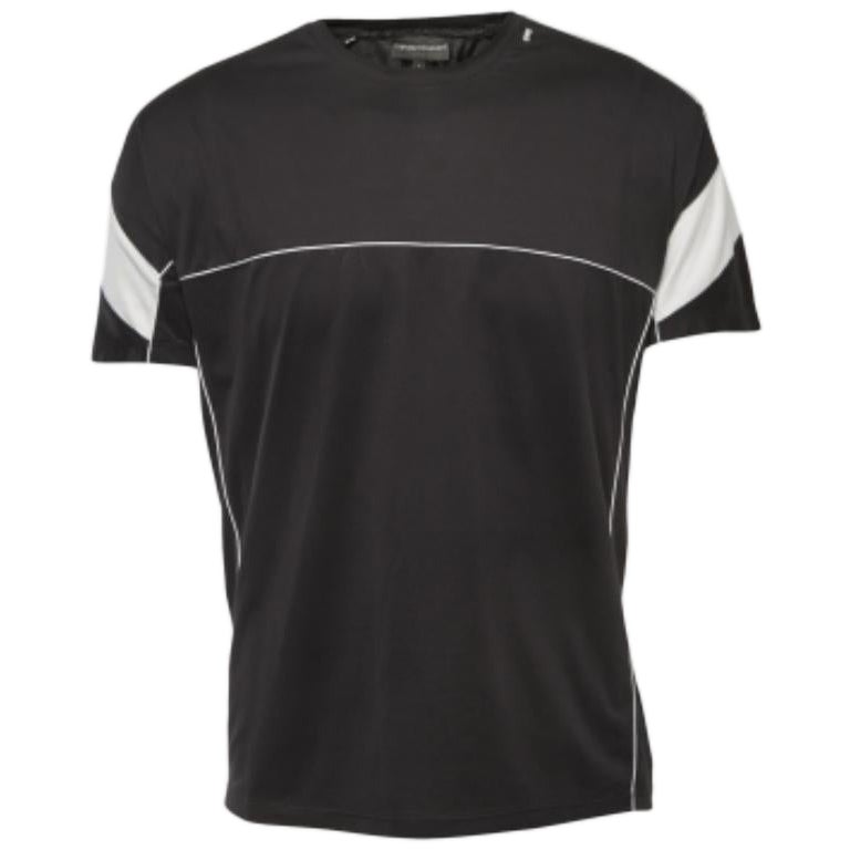 Emporio ARMANI Camiseta negra de algodón con cuello redondo y media manga L