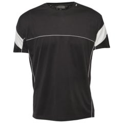Emporio ARMANI Camiseta negra de algodón con cuello redondo y media manga L
