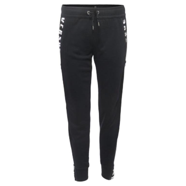 Versus Versace Joggers de algodón negro con logotipo y cremallera lateral S en venta