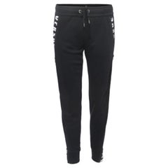 Versace Versace Nero Stampa Logo Cotone Zip Laterale Dettagliato Joggers S