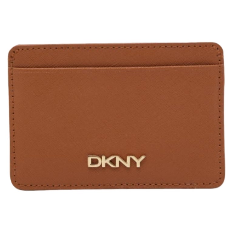 Portacarte DKNY in pelle saffiano Tan Logo