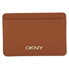 Portacarte DKNY in pelle saffiano Tan Logo