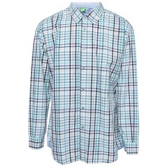 Boss By Hugo Boss Blau karierte Baumwolle Knopfleiste volle Ärmel Hemd 3XL