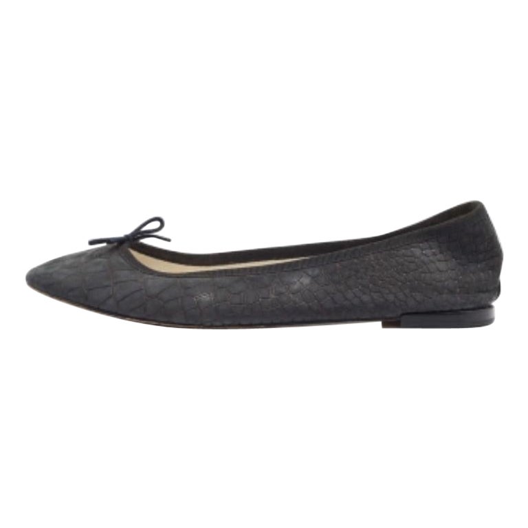 Repetto - Ballerines en cuir noir gaufré avec nœud Taille 42