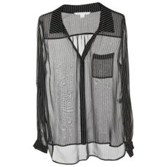 Diane von Furstenberg Camisa de rayas de seda negra L