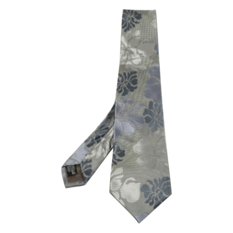Emporio ARMANI Corbata tradicional de seda con estampado floral gris en venta