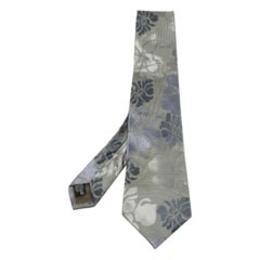 Emporio ARMANI Corbata tradicional de seda con estampado floral gris