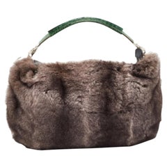 Gianfranco Ferre Negro/Verde Hobo de piel de conejo, cocodrilo y cuero con cremallera