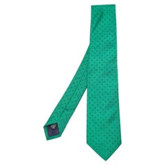 CH Corbata de seda de lunares verdes Carolina Herrera