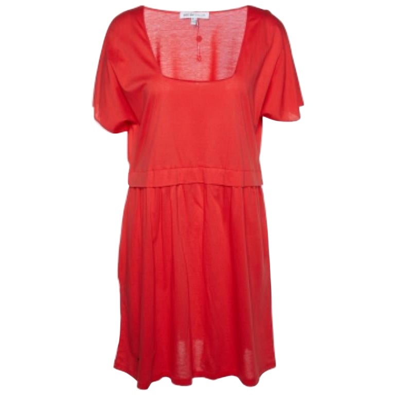 See by Chloé Korallenrotes Baumwoll-Strickminikleid M