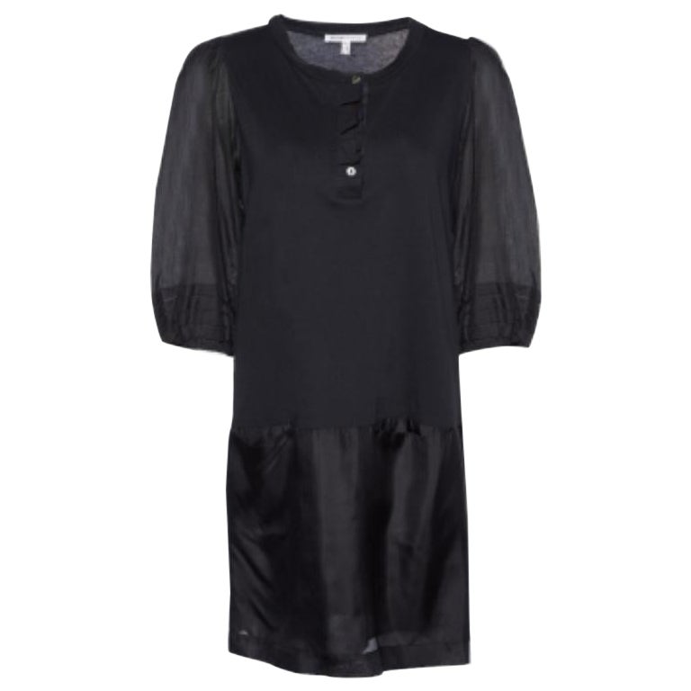 See by Chloe Schwarzes Baumwoll-Strick & Seiden-Shiftkleid L