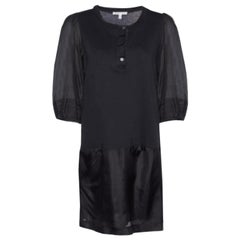 See by Chloe Schwarzes Baumwoll-Strick & Seiden-Shiftkleid L