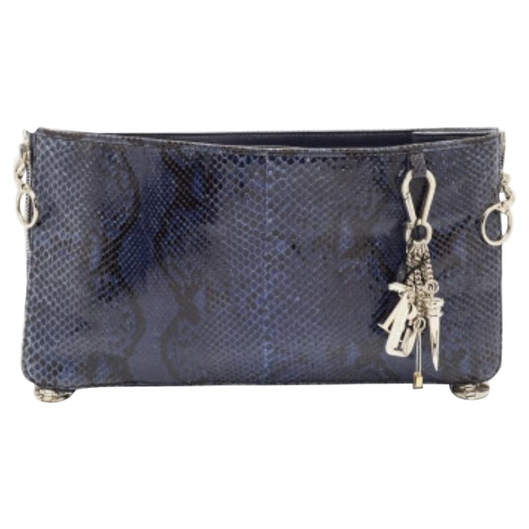 Gianfranco Ferre Bolso con cremallera grande de pitón azul en venta