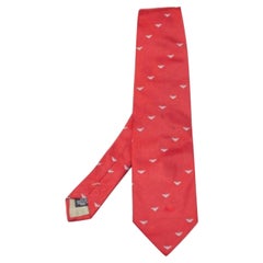 Corbata tradicional de seda con logotipo rojo Emporio Armani