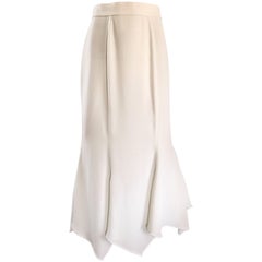 1990s Thierry Mugler White Handkerchief Hem Asymmetrical Vintage 90s Maxi Skirt