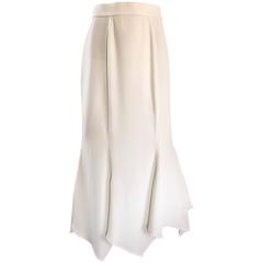 1990s Thierry Mugler White Handkerchief Hem Asymmetrical Vintage 90s Maxi Skirt 2