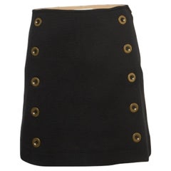 Chloe Black Wool Knit Button Detail Mini Skirt S