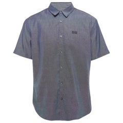 Boss By Hugo Boss Blue Cotton Short Sleeve Shirt XXL