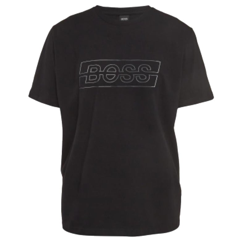 Boss By Hugo Boss - Maglietta girocollo in cotone testurizzato con logo nero XXL