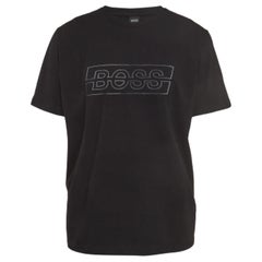 Boss By Hugo Boss - Maglietta girocollo in cotone testurizzato con logo nero XXL