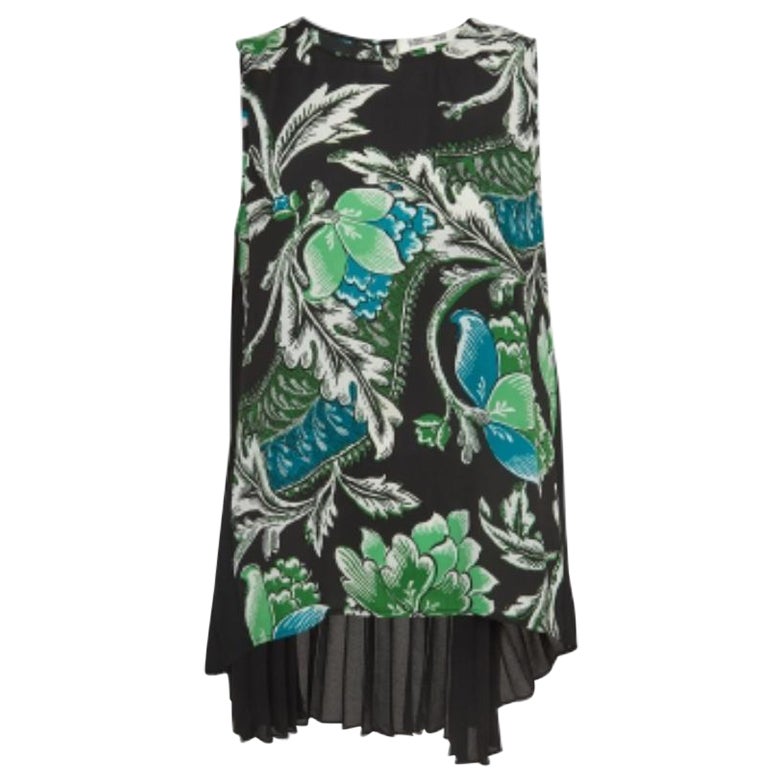 Diane von Furstenberg - Camicetta in crepe stampata floreale verde/nera Silvie S