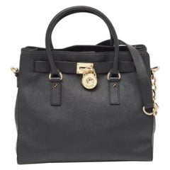 MICHAEL Michael Kors Black Leather Large North South Hamilton Tote