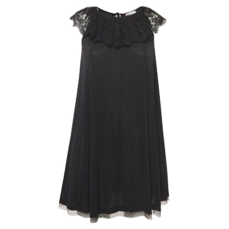 RED Valentino Mini Abito XS in jersey plissettato e con bordi in pizzo