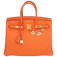 Hermes Classic Orange 35cm Birkin Bag Gold Hardware Rare