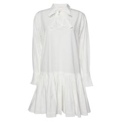 See by Chloe Weißes Baumwollkleid mit ausgestellter Taille S