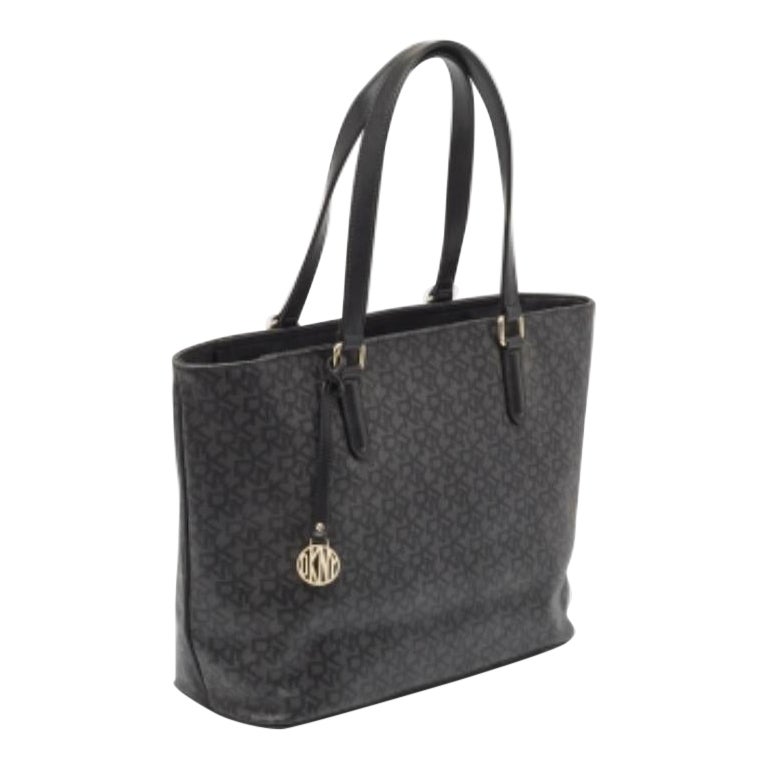Dkny - Fourre-tout à fermeture éclair en cuir et toile enduite de monogramme - Noir