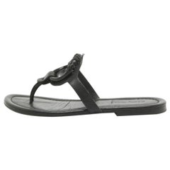 See by Chloe Black Leather Hana Flat Slides Size 36