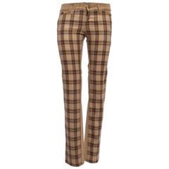 D.D.G. Pantaloni a coste e a quadri in misto lana beige S.D.G.
