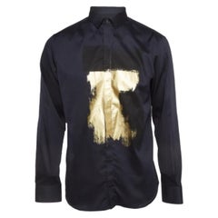 Emporio ARMANI Camisa de algodón con estampado metálico azul M