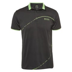 Boss By Hugo Boss Polo de punto negro con ribetes en contraste S