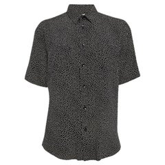 Saint Laurent Paris Camisa de seda negra con estampado de puntos M