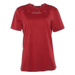 Emporio ARMANI Camiseta cuello redondo de algodón bordada roja M
