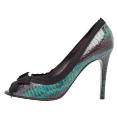 Lanvin Bombas con lazo de pitón verde/negro tamaño 39.5