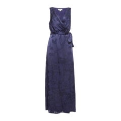 Diane von Furstenberg Maxi Vestido Envolvente Jacquard Azul Marino L