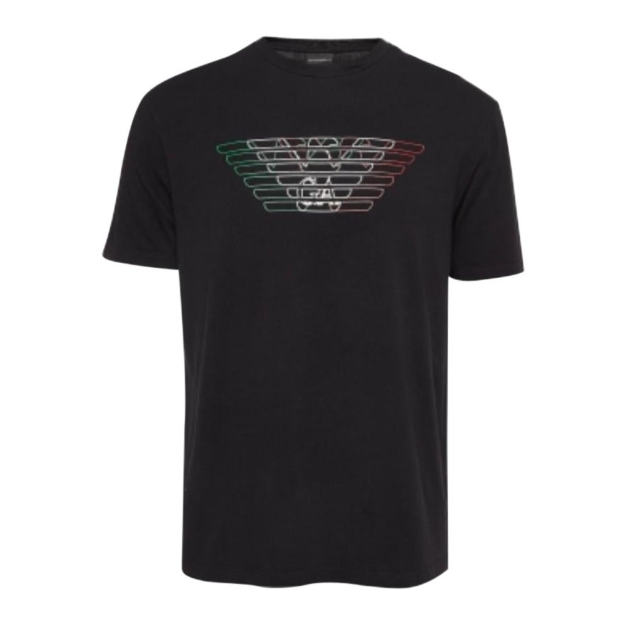 Emporio ARMANI Camiseta de algodón negra con logo XXL en venta