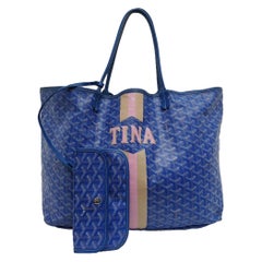 Used Goyard Saint Louis GM Tote Large Blue Tina Print