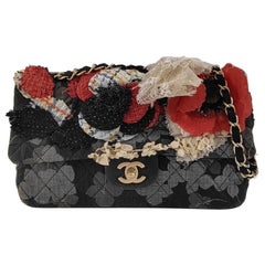 Chanel Classic Flap Medium Columbus Runway Floral Lace Grey Cloth