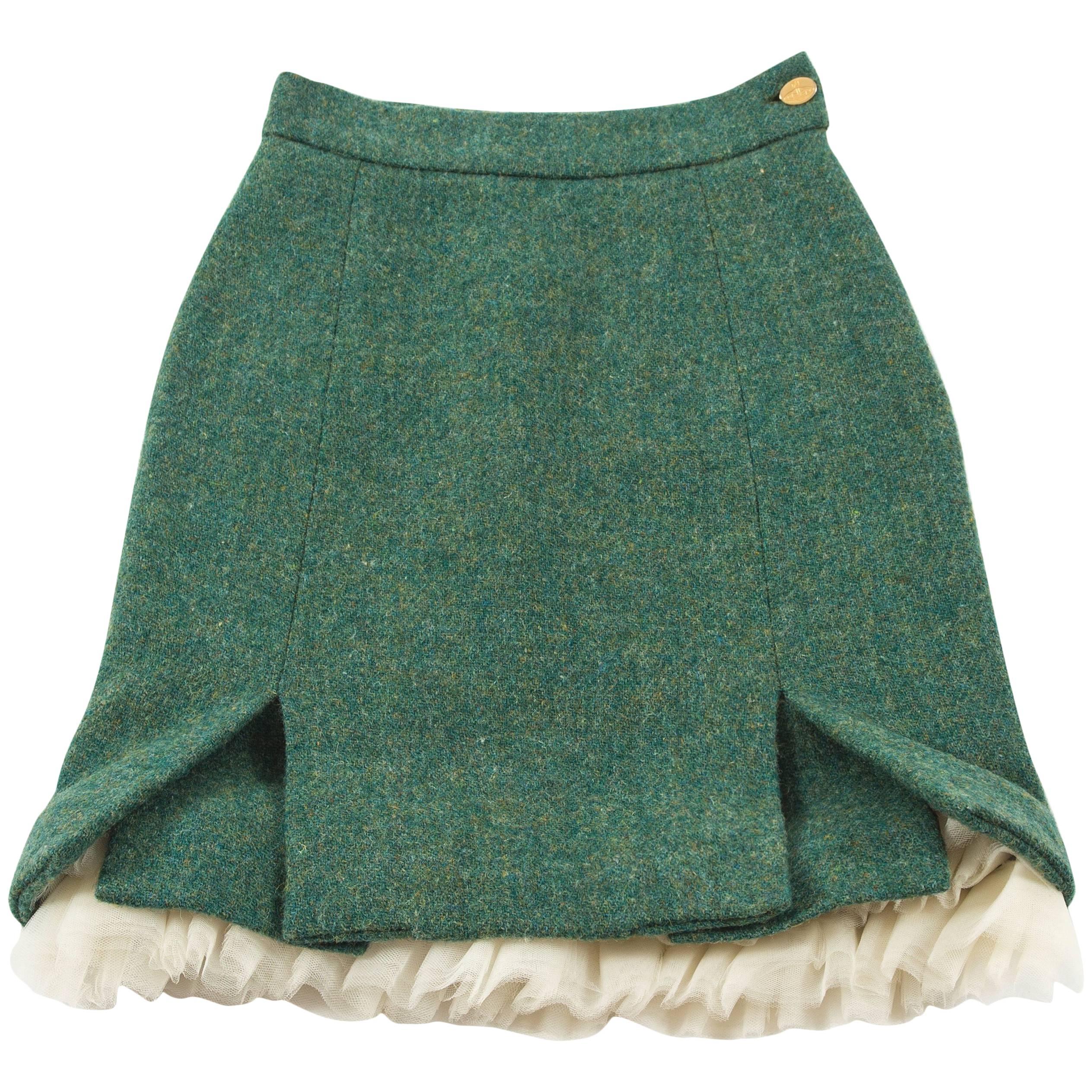 Vivienne Westwood green harris-tweed 'Time Machine' skirt, fw 1988
