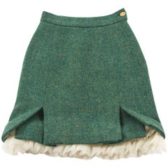 Vintage Vivienne Westwood green harris-tweed 'Time Machine' skirt, fw 1988