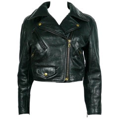 Moschino Vintage Iconic Black Leather Biker Jacket Fall/Winter 1990-91