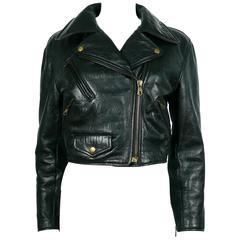 Moschino Vintage Iconic Black Leather Biker Jacket Fall/Winter 1990-91 4