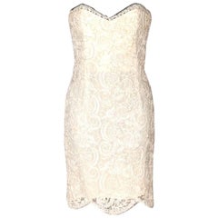 Retro CHANEL Ivory Lace Strapless Dress