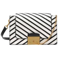 Mulberry Pembroke Stripe Shoulder Bag - black & white leather